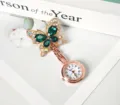 Orologio infermiera farfalla in cristallo strass, orologio tascabile verde, oro rosa. - Farfalla verde (cassa oro rosa)