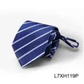 Men's Blue Striped Zipper Tie Business Formal Necktie Easy Wear Wedding Apparel - L7XH119P (Zip-up)