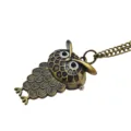 Antique bronze owl pocket watch with matching chain, vintage pendant necklace gift for daily wear. - Flip Cover Owl Hanging Chain / Bronze