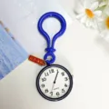 Blue student pocket watch with white dial, cute exam keychain fob watch quartz movement. - Bulb Clasp Dark Blue