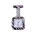 Square zebra print silicone nurse watch pocket fob watch with quartz movement for medical staff. - Zebra Print