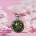Vintage motorcycle design quartz pocket watch with silver case and chain for men fashion style. - Masked Motorcycle