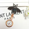 Alloy bee nurse watch with quartz movement, creative student pocket watch featuring crystal accents. - Grey Bees