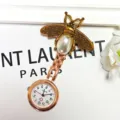 Vintage Bee Nurse Watch Alloy Pearl Quartz Pocket Watch Creative Medical Student FOB Watch - White Pearl Bee