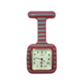 Red and blue striped square silicone nurse watch fob for students and medical staff. - Red Blue Stripes