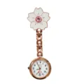Orologio da infermiera a fiore di ciliegio oro rosa, orologio al quarzo con strass per personale. - Bianco
