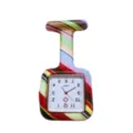 Colorful striped square silicone nurse watch fob watch with quartz movement for medical staff. - Multicolor Striped