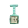 Blue and white striped silicone nurse watch with quartz movement and secure brooch pin. - Blue and White Stripes