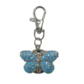 Blue butterfly pocket watch keychain, portable metal fob watch for daily use and exams. - Carabiner / Blue