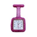 Pink leopard print silicone nurse fob watch quartz pocket watch for medical staff daily use. - Pink Leopard Print