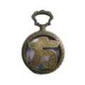 Vintage bronze quartz pocket watch with surname relief design, retro necklace pendant gift. - Square Puzzle