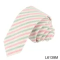 Heren smalle roze groene gestreepte katoenen das college stijl variant mode accessoire - Roze Cyaan Streep