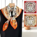 Silk scarf square luxury horse carriage print elegant neckerchief shawl for women - SJ1529-JKF