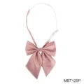 Detailed view of pink Japanese JK uniform bow tie with adjustable strap and textured fabric. - Green Plaid (MBT125P)