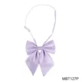 Detail view of light purple Japanese JK bow tie with adjustable white strap and fine grid fabric. - Light Purple (MBT127P)