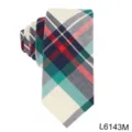 Plaid printed cotton narrow necktie for men, casual preppy style striped tie variant. - Multicolor Plaid