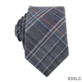 Men's casual plaid linen tie, stylish navy blue checkered necktie for business suits. - Blue Gingham