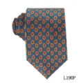 Men's Teal Blue Paisley Floral Printed Silk Tie Business Wedding Necktie Accessory - Blue-Green Orange-Red Paisley (L190P)
