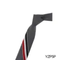 Classic grey men tie featuring signature tricolor grosgrain stripe stylish business wear - YZP5P