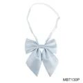 Detail view of light blue checkered JK bow tie with adjustable neck strap and buckle. - Light Blue (MBT130P)
