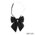 Black JK bow tie detail, Japanese uniform accessory with adjustable strap, product close-up - Black Plaid (MBT132P)
