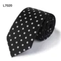 Black polka dot necktie for men, 7cm business formal suit tie crafted from durable polyester. - L7020