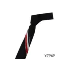 Men's black formal necktie with signature striped accent, classic business silk tie. - YZP6P1