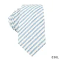 Men casual striped tie classic business fashion necktie blue and white fabric accessory - Blue and White Stripes