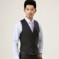 Men's slim fit suit vest business casual waistcoat formal wear solid black waistcoat for men - 200-4