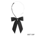 Detailed view of the black JK uniform bow tie with adjustable strap, exquisite texture. - Black Plaid (MBT139P)
