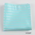 Heren lichtblauw wit gestreepte pochet formeel pak zakdoek mode accessoire set - XH50#P