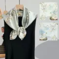 Chinese style printed silk square scarf elegant floral neckerchief luxury shawl wrap - SJ1522-JKF