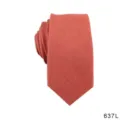 Men's solid color casual linen tie, rolled rust red necktie for business and formal wear. - Brick Red