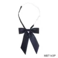Navy blue JK uniform ribbon detail shot, classic Japanese school style bow tie with strap. - Dark Blue (MBT143P)