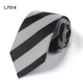 Classic black and white striped formal men business polyester necktie 7cm width suit accessory - L7014