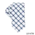 Blue and white plaid narrow cotton tie, stylish preppy style casual necktie variant. - Blue and White Checkered
