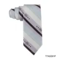 Men's striped jacquard business tie with elegant crest pattern and soft fabric design for formal wear. - T7A5291P
