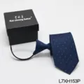 Blauwe heren stropdas met rits zakelijke professionele das met zwarte geschenkdoos - Blauw (L7XH153P)