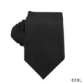 Men's black textured necktie, classic formal business neck wear for daily office styling. - Black