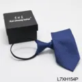 Blauwe gestippelde ritsdas voor heren zakelijk professioneel voorgeknoopt met doos. - Blauw Stippen (L7XH154P)