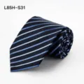 Klassieke gestreepte heren stropdas van zijde zakelijke formele blauwe mode halsdas - L85H-S31