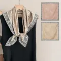 Luxury silk square scarf with elegant geometric floral print, perfect shawl and wrap for women. - SJ1515-JKF