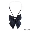 Japanese JK uniform bow tie, navy blue pleated fabric with adjustable white neck strap. - Dark Blue (MBT126P)
