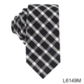 Classic black and white plaid necktie for men, slim woven tie for business and formal wear. - Black White Grid