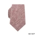 Men's casual linen cotton textured striped necktie in vintage pink, perfect formal accessory. - Pink
