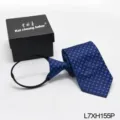 Blauwe gestreepte das met ritssluiting voor heren, voorgeknoopt met geschenkdoos. - Blauw Geometrisch (L7XH155P)