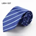 Classic blue striped mulberry silk tie for men, perfect for formal business and casual wear. - L85H-S37