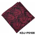 Stijlvolle zwarte en rode paisley motief heren pochet voor formele kostuum zakdoek. - PS108