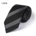 Schwarze und graue gestreifte Herrenkrawatte für Business-Anzüge, eleganter Krawattenstil. - L7015