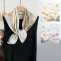 Chinese style printed mulberry silk square scarf elegant lotus landscape design for women fashion shawl - SJ1509-JKF